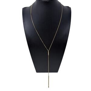 Vertical Bar Drop Y Necklace Vermeil 10k Over 925 Sterling Silver - 20" + 7"